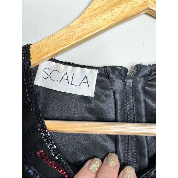 Vintage 80”s psychedelic sequin silk top sz M - Picture 5 of 8